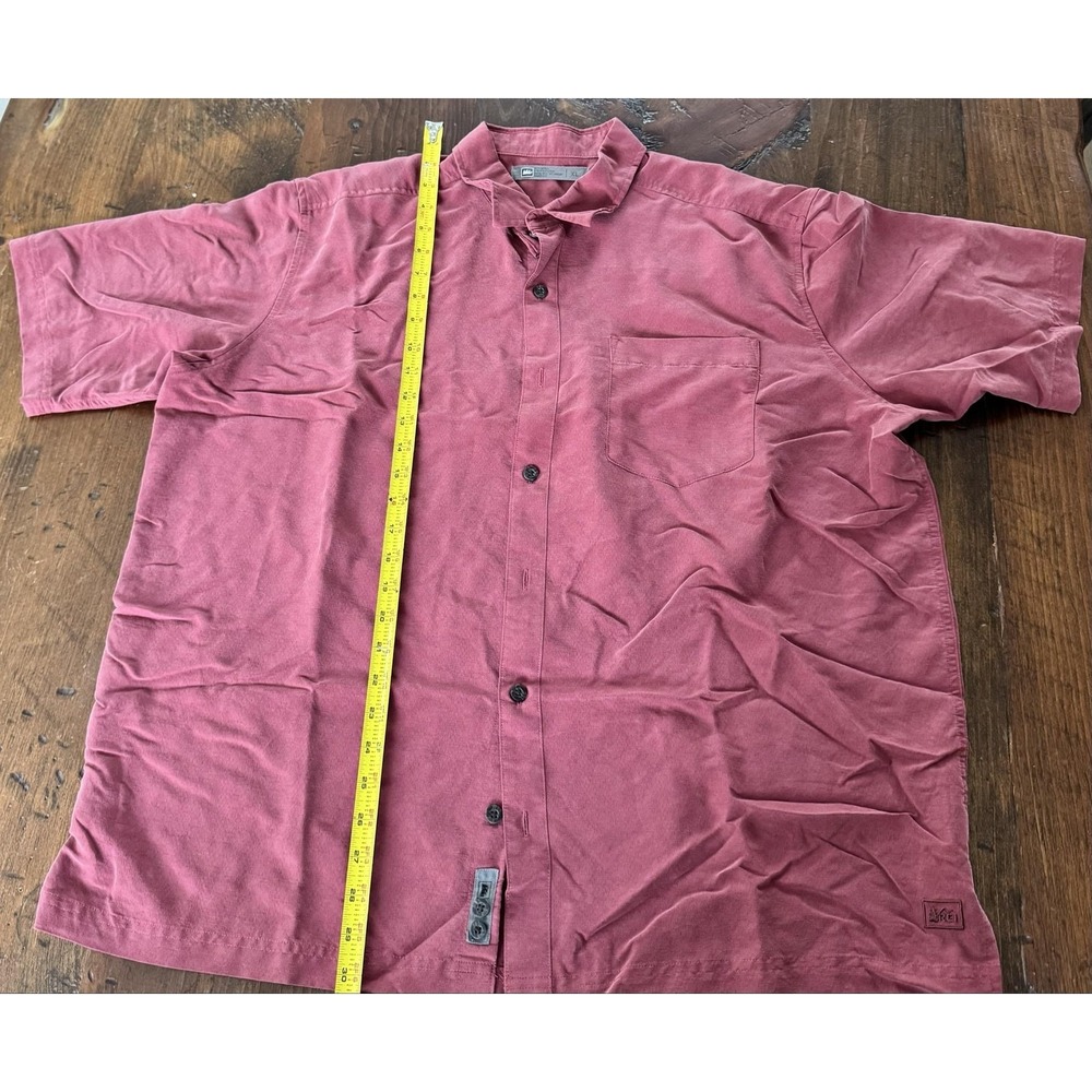 REI Shirt Mens XL Red Short Sleeve Modal Blend Button-Up Outdoor Casual - Picture 6 of 7
